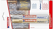 Декоративный маркер 2-4 мм, 2 цвета в наборе (золото/серебро), блистер